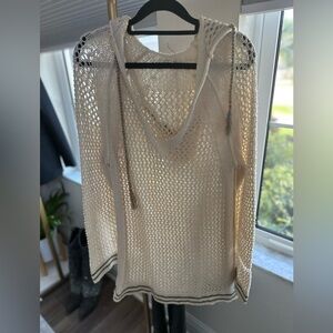 Free People Cream Knit Hooded Sweater Tunic